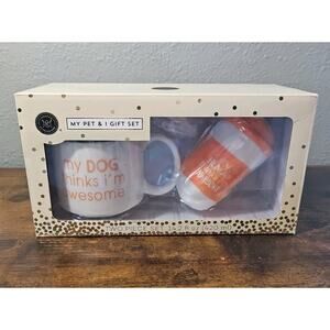 My Pet and I Gift Set Coffee Cup Mug and Dog Play Toy Orange White